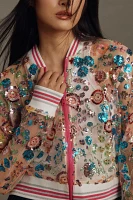 House of Perna Lindsay Sequin Bomber Jacket