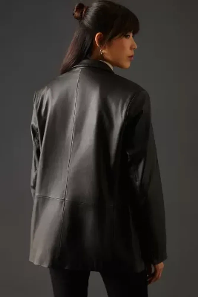 Lamarque Felina Oversized Leather Blazer