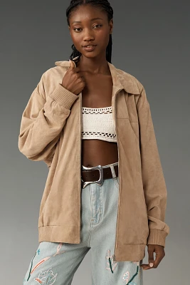 Lamarque Caden Oversized Suede Bomber Jacket