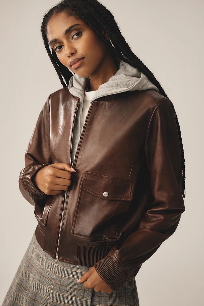 Lamarque Candace Leather Bomber Jacket