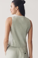 Maeve Linen V-Neck Button-Front Vest