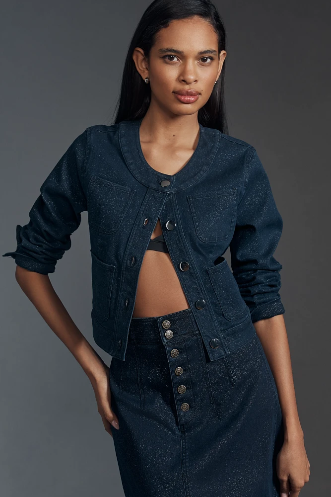 The Cora Patch Pocket Jacket by Maeve: Sparkle Denim Edition