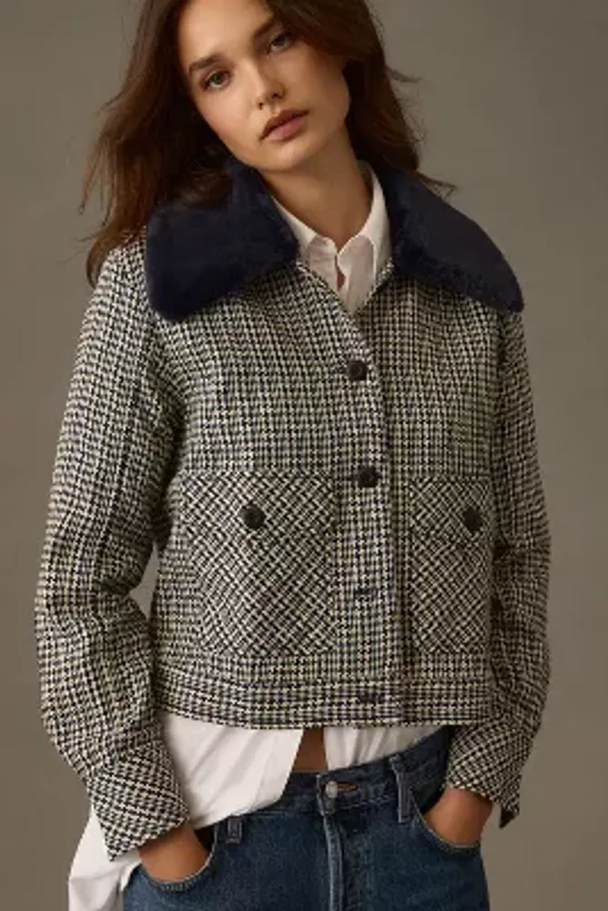 Maeve Tweed Faux Fur-Collar Jacket