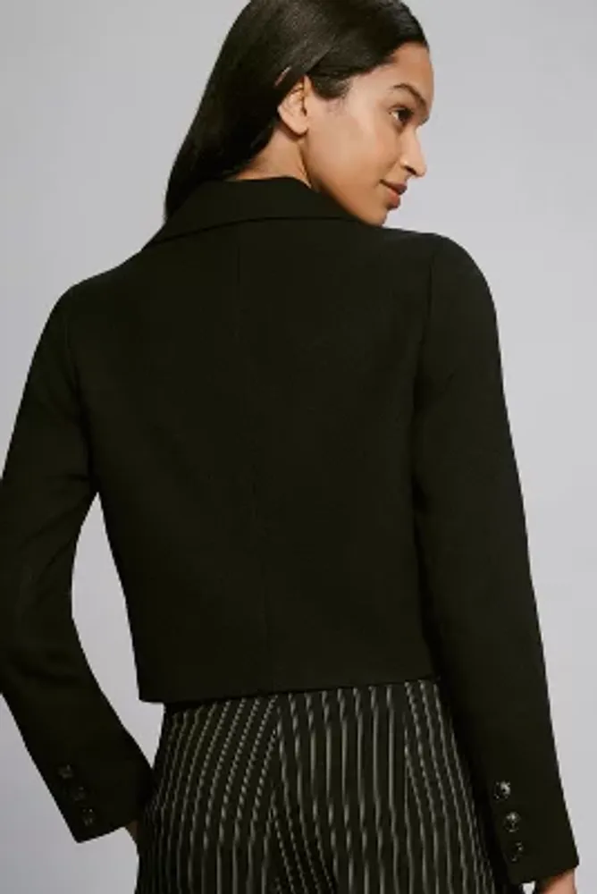 Maeve Cropped Textured Suiting Blazer