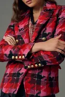 By Anthropologie Exploded Plaid Tweed Blazer