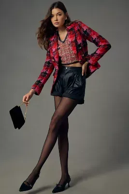 By Anthropologie Exploded Plaid Tweed Blazer