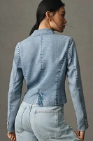 By Anthropologie Cropped Washed Denim Jacket