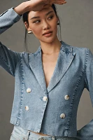 By Anthropologie Cropped Washed Denim Jacket