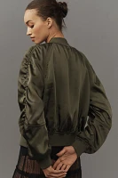 Sanctuary Ruched Satin Bomber Jacket