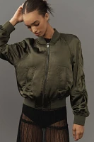 Sanctuary Ruched Satin Bomber Jacket