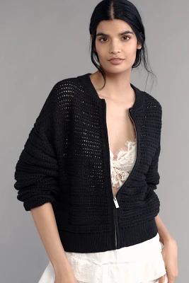 Sanctuary Open-Knit Bomber Jacket