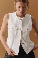 Pilcro Collarless Denim Vest