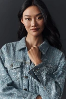 Flat White Sequin Houndstooth Denim Jacket