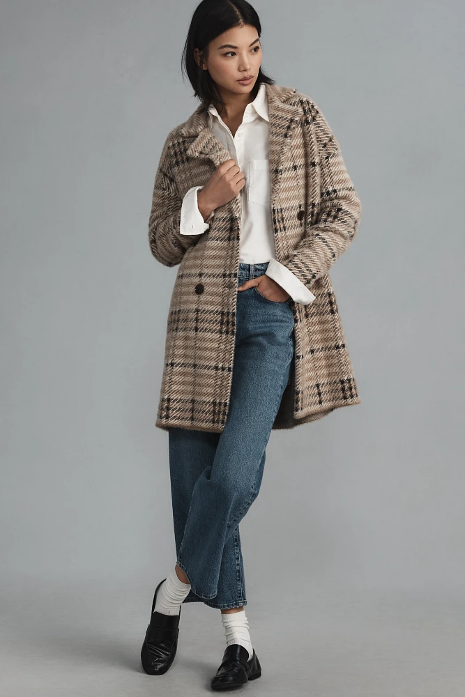 NVLT Eyelash Knit Plaid Coat