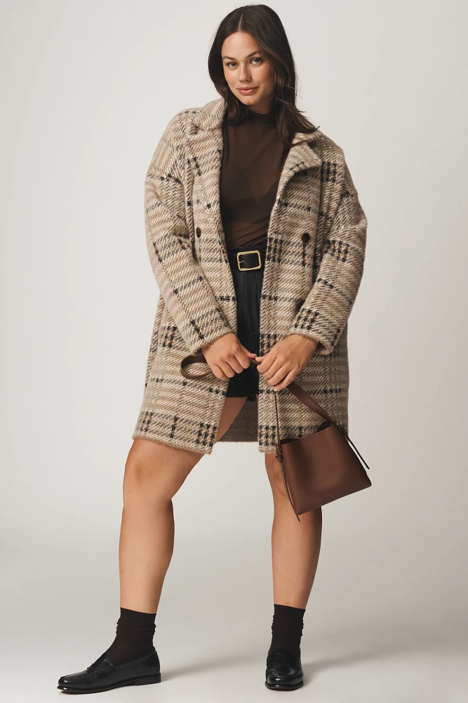 NVLT Eyelash Knit Plaid Coat