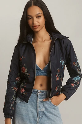 By Anthropologie Floral Quilted Jacket