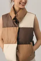 By Anthropologie Faux Leather Colorblock Vest