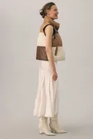 By Anthropologie Faux Leather Colorblock Vest