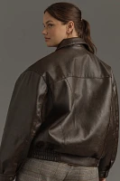 Pilcro Oversized Washed Faux-Leather Jacket