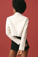 Maeve Faux Leather Collared Crop Jacket