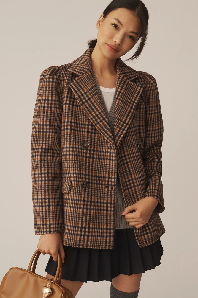 Maeve Puff-Sleeve Wool-Blend Blazer