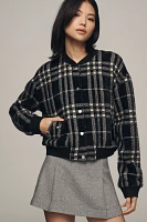 By Anthropologie Cropped Knit Bomber Jacket