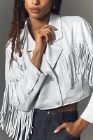 Pilcro Faux-Suede Fringe Moto Jacket