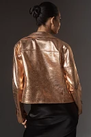 By Anthropologie Metallic Faux-Leather Moto Jacket