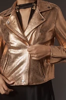 By Anthropologie Metallic Faux-Leather Moto Jacket