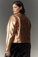 The Saige Metallic Faux-Leather Moto Jacket