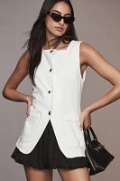 Maeve Square-Neck Cutaway Denim Vest