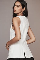 Maeve Square-Neck Cutaway Denim Vest