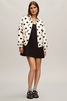 Tara Jarmon Heart-Print Linen Bomber Jacket