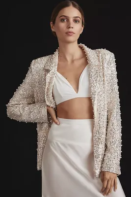 MABLE Pearl Sequin Mix Blazer