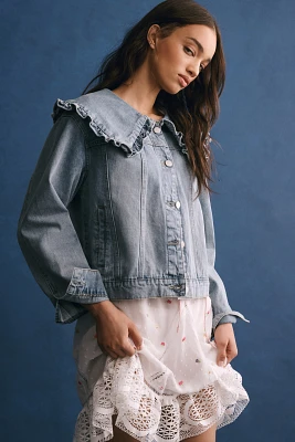 MABLE Peter Pan Collar Denim Jacket