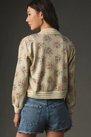 Maeve Lurex Printed Knit Bomber Jacket