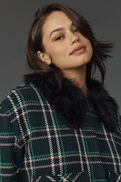 Maeve Plaid Crop Faux-Fur Collar Coat