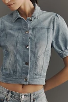 Maeve Cropped Puff-Sleeve Denim Jacket