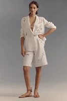 By Anthropologie Embroidered Linen Blazer