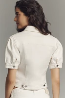 Maeve Puff-Sleeve Cropped Denim Jacket