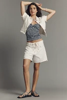 Maeve Puff-Sleeve Cropped Denim Jacket