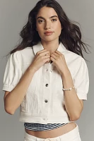 Maeve Puff-Sleeve Cropped Denim Jacket