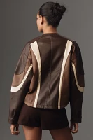 By Anthropologie Faux-Leather Colorblock Race Jacket