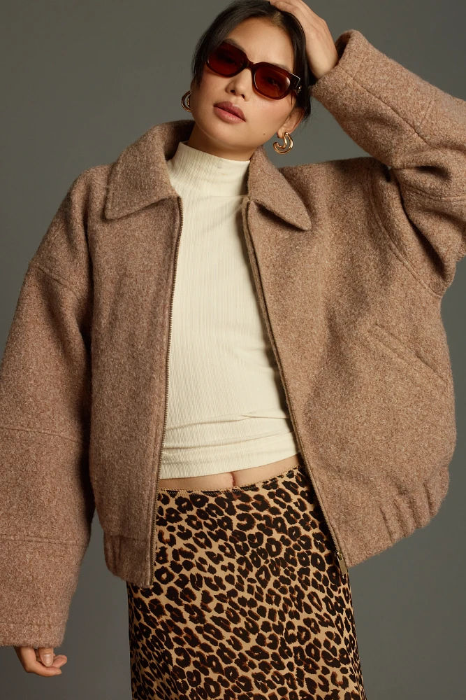 By Anthropologie Oversized Soft Bomber Jacket