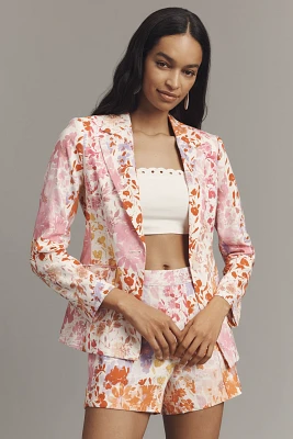 Derek Lam 10 Crosby Irina Linen Blend Floral Blazer