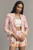 Derek Lam 10 Crosby Irina Linen Blend Floral Blazer