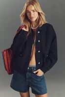 RAISONNEL Denim-Trim Sweater Jacket