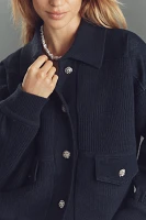 RAISONNEL Denim-Trim Sweater Jacket