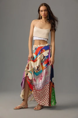 Tiny One-of-a-Kind Vintage Scarf Pieced Maxi Skirt