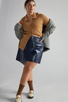 Asymmetrical Faux Leather Mini Skirt